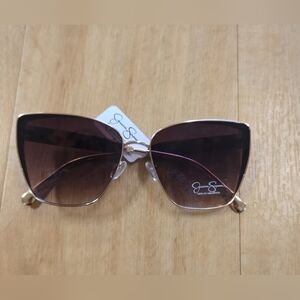 Jessica Simpson Gold and Brown Cat-Eye Sunglasses J6313